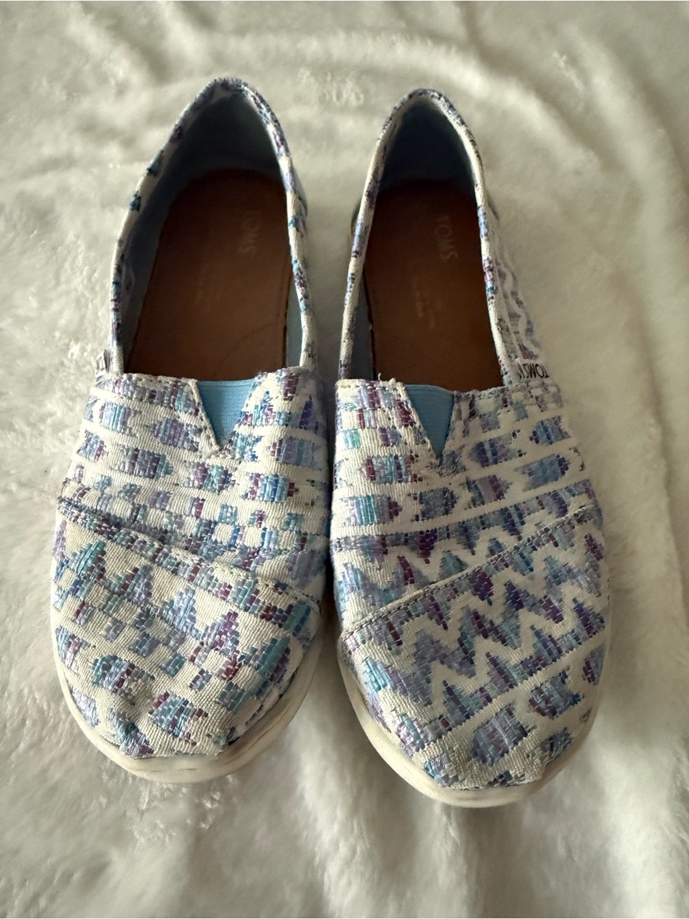Toms Avalon Raffia Woven Purple Blue Geometric Slip on Shoes 5